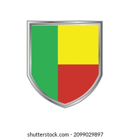 Flag of Benin with metal shield frame
