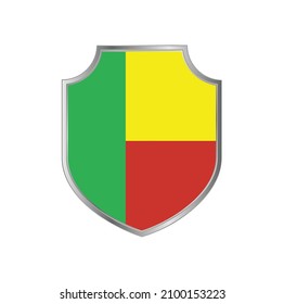 Flag of Benin with metal shield frame