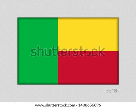 Flag of Benin. National Ensign Aspect Ratio 2 to 3 on Gray Cardboard