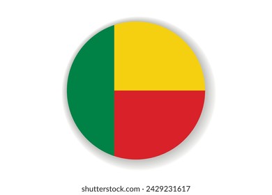 Flag of Benin. National symbol in official colors. Template icon. Abstract vector background. Round glass light ball, 3D big bubble, sphere.