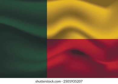 Die Flagge von Benin. Nationalsymbol in offiziellen Farben. Vorlagensymbol. Abstrakter Vektorhintergrund.