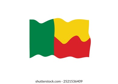 Die Flagge von Benin. Nationalsymbol in offiziellen Farben. Vorlagensymbol. Abstrakter Vektorhintergrund.