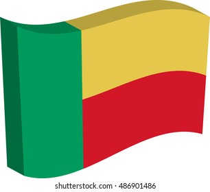Flag of Benin, officially the Republic of Benin. Vector illustration of a stylized flag. The slit in the paper with shadows. Element for infographics.