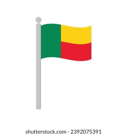 Flag of Benin on flagpole isolated