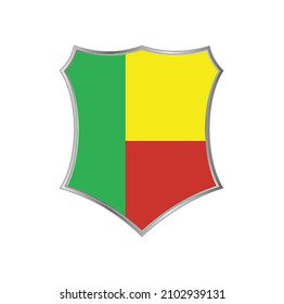 Flag of Benin with silver shield frame