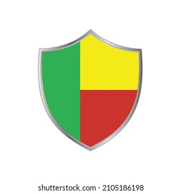 Flag of Benin with silver shield frame