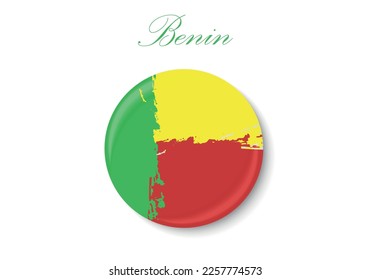 La bandera de Benín. Color estándar. El icono circular. La bandera redonda. Ilustración digital. Ilustración del equipo. Ilustración vectorial.