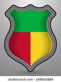 Flag of Benin. Vector Badge and Icon. Vertical Orientation Version. Isolated