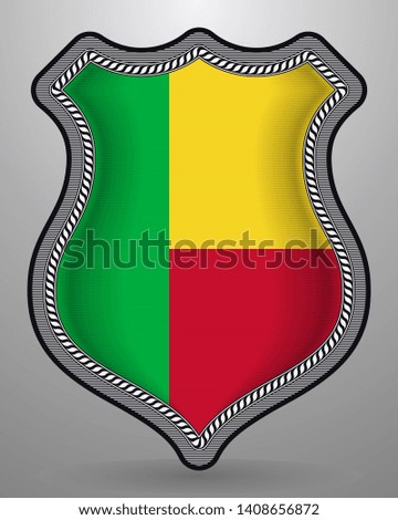 Flag of Benin. Vector Badge and Icon. Horizontal Orientation Version. Isolated