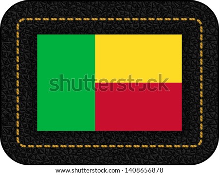 Flag of Benin. Vector Icon on Black Leather Backdrop. Aspect Ratio 2:3