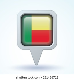  Flag of Benin, vector illustration