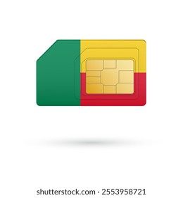 Flag of Benin. Vector illustration of SIM Card with flag on white background