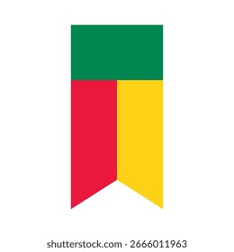 Flag of Benin. Benin vertical flag icon digital vector illustration. The hanging flag.