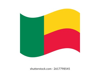 Flag of Benin. Benin wavy flag digital vector illustration. Fluttering flag.