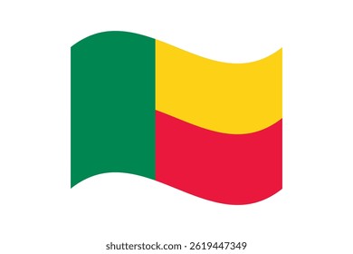 Flag of Benin. Benin wavy flag digital vector illustration. Fluttering flag.