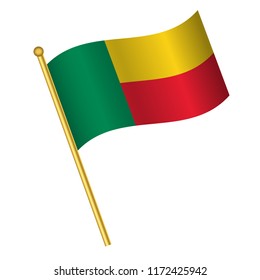 Flag of Benin,Benin flag Golden waving isolated vector illustration eps10.