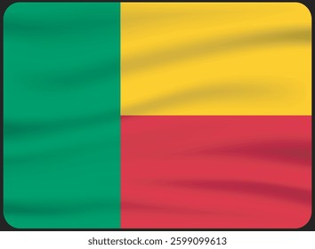 The flag of Benin.Waving Flag icon. Standard color. Standard size. A rectangular flag. Computer illustration. Digital illustration. Vector illustration
