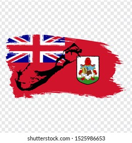 Flag Bermuda from brush strokes and Blank map Bermuda. High quality map  Bermuda and flag on transparent background for your web site design, logo, app, UI. EPS10.