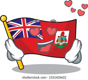 flag bermuda isolated in love cartoon the mascot