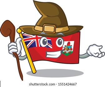 flag bermuda isolated witch cartoon the mascot