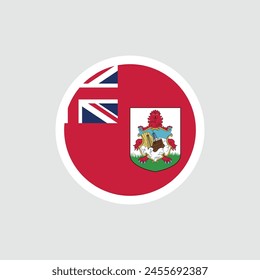 Flag of Bermuda. Bermuda red flag with coat of arms and flag of Great Britain. State symbol of the overseas territory of Bermuda.