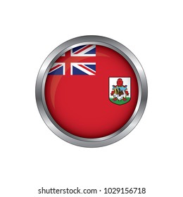 Flag of Bermuda as round glossy icon. Button with British Bermuda Territory flag.isolated, banner vector illustration. Vector illustration eps10.
