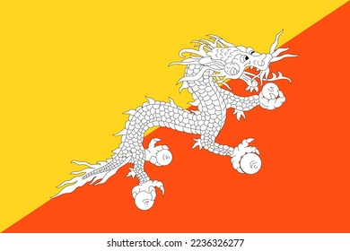 Flag of Bhutan. Aspect ratio 3 to 2