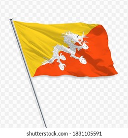 FLAG OF BHUTAN WITH A TRANSPARENT BACKGROUND. VECTOR ILLUSTRATION