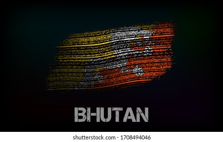 Flag of the Bhutan. Vector illustration in grunge style with cracks and abrasions. Good image for print