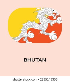 Flag Of Bhutan, Bhutan flag vector illustration, Bhutan flag in rounded corner.