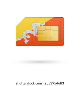 Flag of Bhutan. Vector illustration of SIM Card with flag on white background