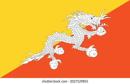 Flag of bhutan vector illustration, wavy flag, bhutan flag, bhutan independence day