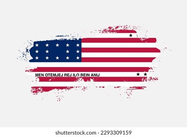 Flag of Bikini Atoll country with hand drawn brush stroke vector illustration