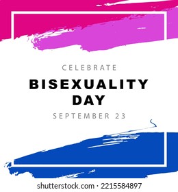 The flag of bisexual pride. September 23, Celebration of Bisexuality Day. Pink, purple and blue brush strokes drawn by hand. Sexual identification.