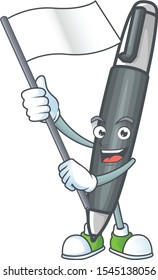 With flag black ballpoint cartoon character with mascot