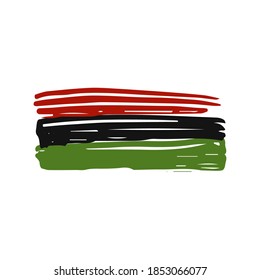 Flag in black, red, green colores. Happy Kwanzaa traditional african american ethnic holiday vector illustration for greeting card, poster, invitation.