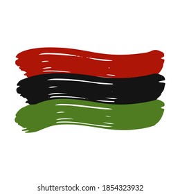 Flag in black, red, green colores as brush strokes. Happy Kwanzaa traditional african american ethnic holiday vector illustration for greeting card, poster, invitation.