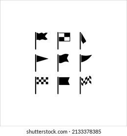 Flag black symbols start sport flags marking maps gps icons pennant collection set vector.