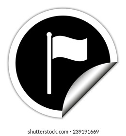 flag - black vector icon. Round sticker.