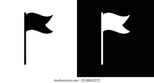 Flag black and white icon isolated. Vector illustration