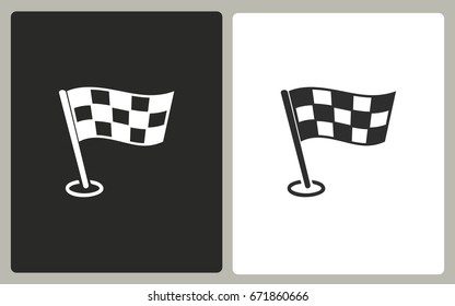 Flag - black and white icons. Vector illustration.