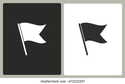 Flag - black and white icons. Vector illustration.
