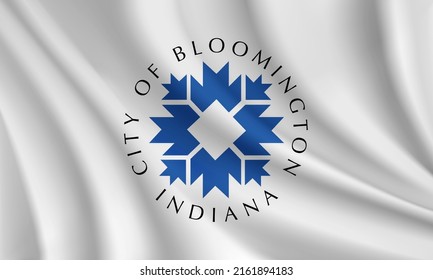 Flag of Bloomington, Indiana, USA. Realistic waving flag of Bloomington vector background.