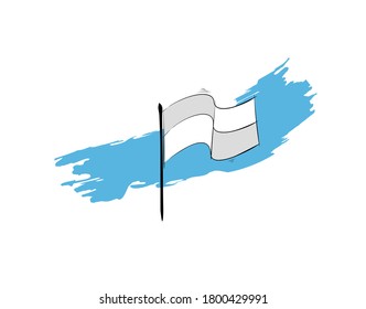 Flag blue brush on white background in vector illustration