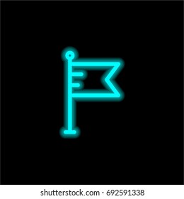 Flag blue glowing neon ui ux icon. Glowing sign logo vector