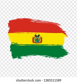 Flag of Bolivia from brush strokes.  Flag Bolivia on transparent background for your web site design, logo, app, UI. Stock vector. Vector illustration EPS10.