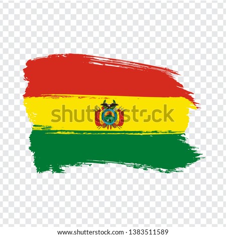 Flag of Bolivia from brush strokes.  Flag Bolivia on transparent background for your web site design, logo, app, UI. Stock vector. Vector illustration EPS10.