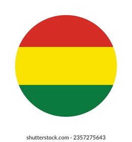 La bandera de Bolivia. Icono de indicador de botón. Color estándar. Indicador de icono de círculo. Ilustración del equipo. Ilustración digital. Ilustración vectorial.