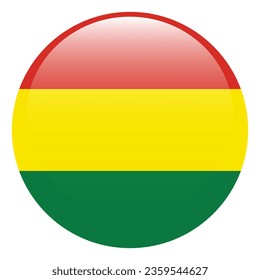 The flag of Bolivia. Button flag icon. Standard color. Circle icon flag. 3d illustration. Computer illustration. Digital illustration. Vector illustration.