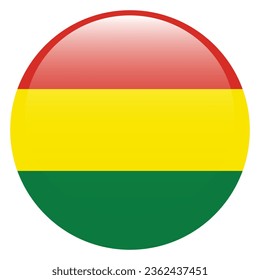 The flag of Bolivia. Button flag icon. Standard color. Circle icon flag. 3d illustration. Computer illustration. Digital illustration. Vector illustration.